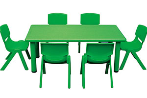 Kindergarten plastic table for six wholesale